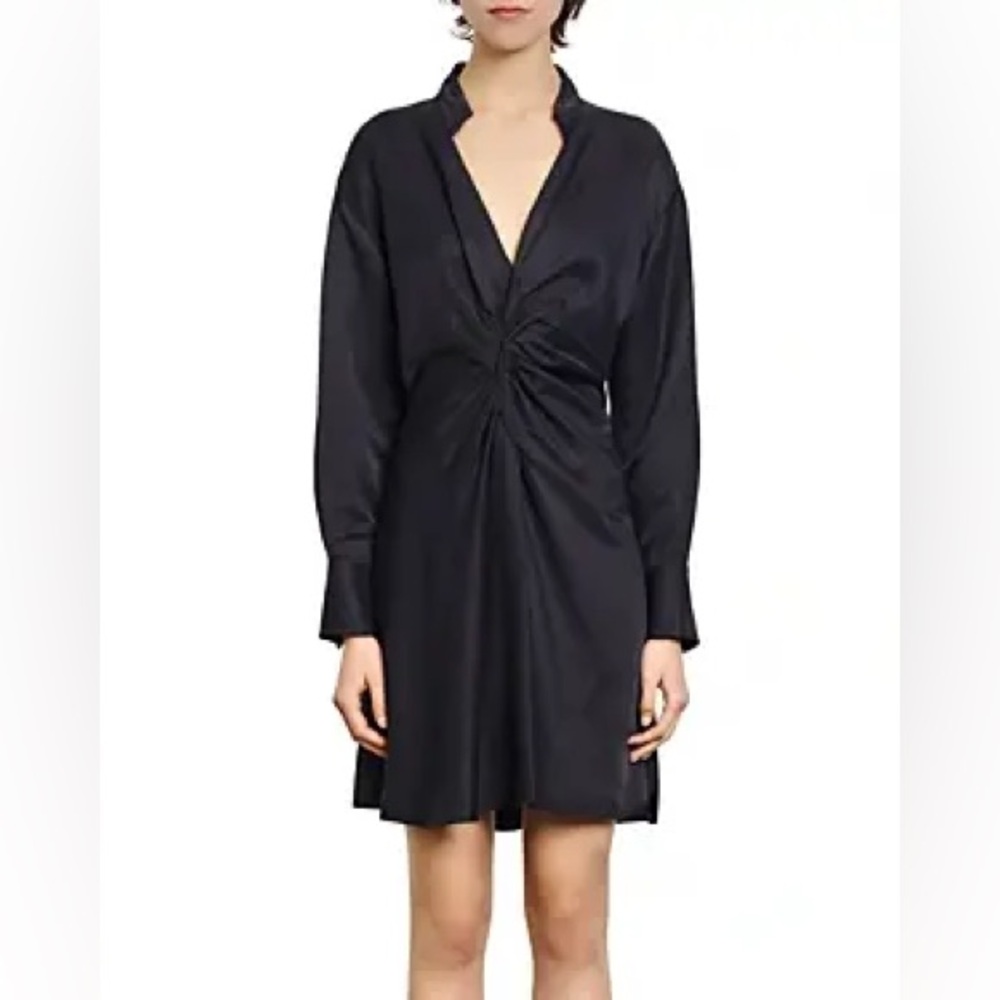 Sandro ‘Celia’ ruched satin-twill mini dress, size EU 40, US 8/10